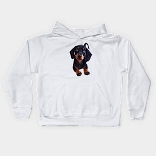 Dachshund Puppy Black and Tan Smooth wiener Kids Hoodie